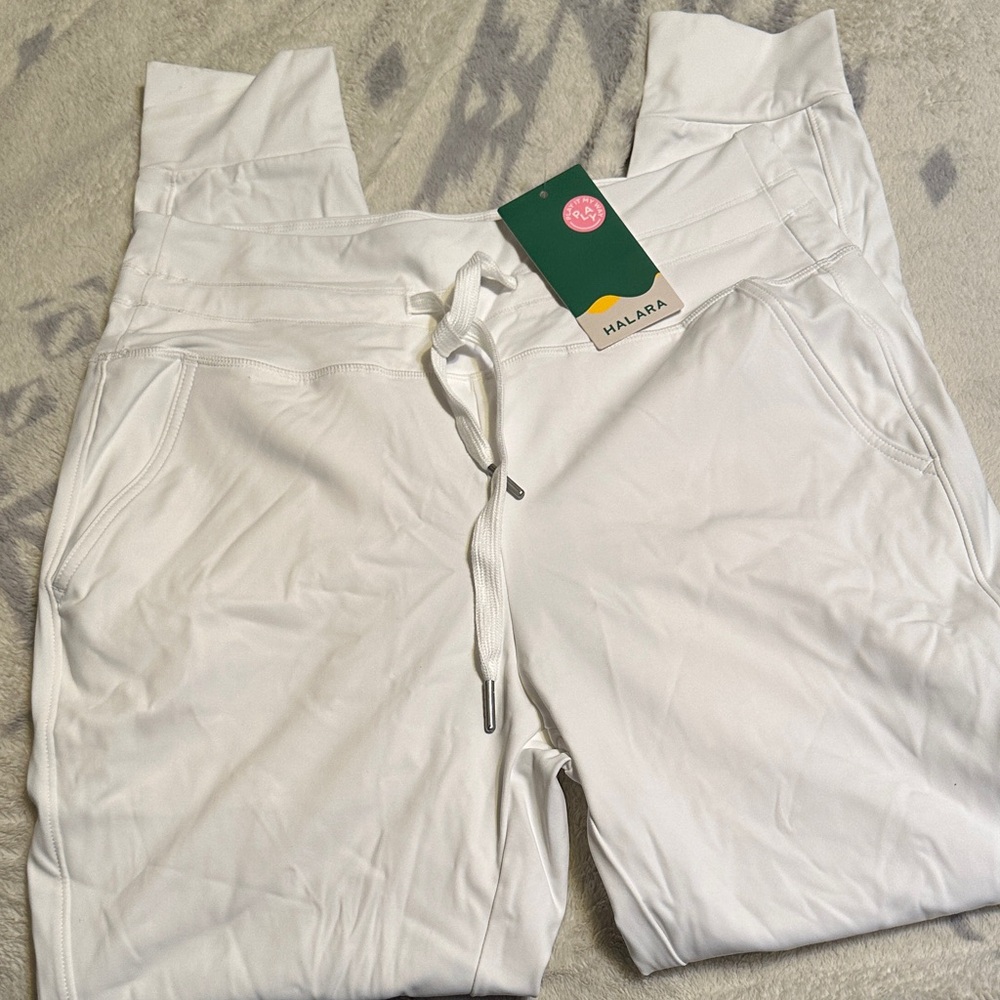 HALARA Crisp White Drawstring Pants NWT - image 1